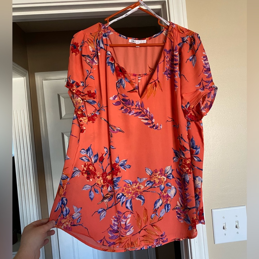 Beautiful floral, short sleeved blouse